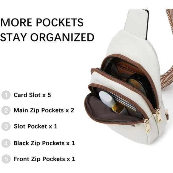 Small Sling Bag for Women Leather Crossbody BagsFanny Pack Chest Bag for Travel - Picture 4 of 7